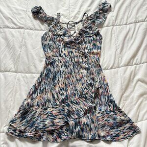 Olivaceous Mini Dress Womens Size Medium Ruffle Bohemian Milkmaid Coquette